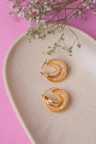Moon Wired Hoop Earring - 18k Gold Plated