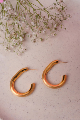 Luna Curve Hoops - 18k Gold Plated