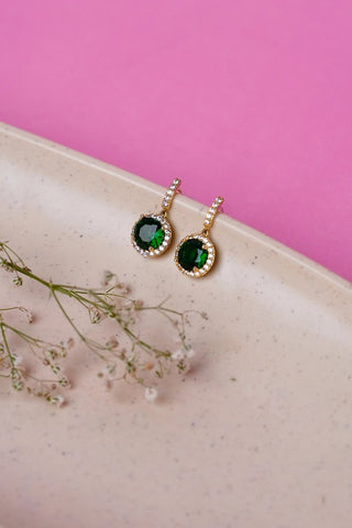 Sparkling Emerald Earring - 18k Gold Plated