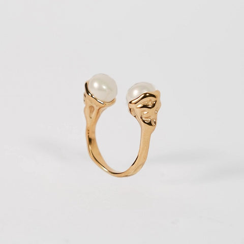 Duo Pearl Ring - 18k Gold Plated