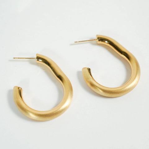 Luna Curve Hoops - 18k Gold Plated