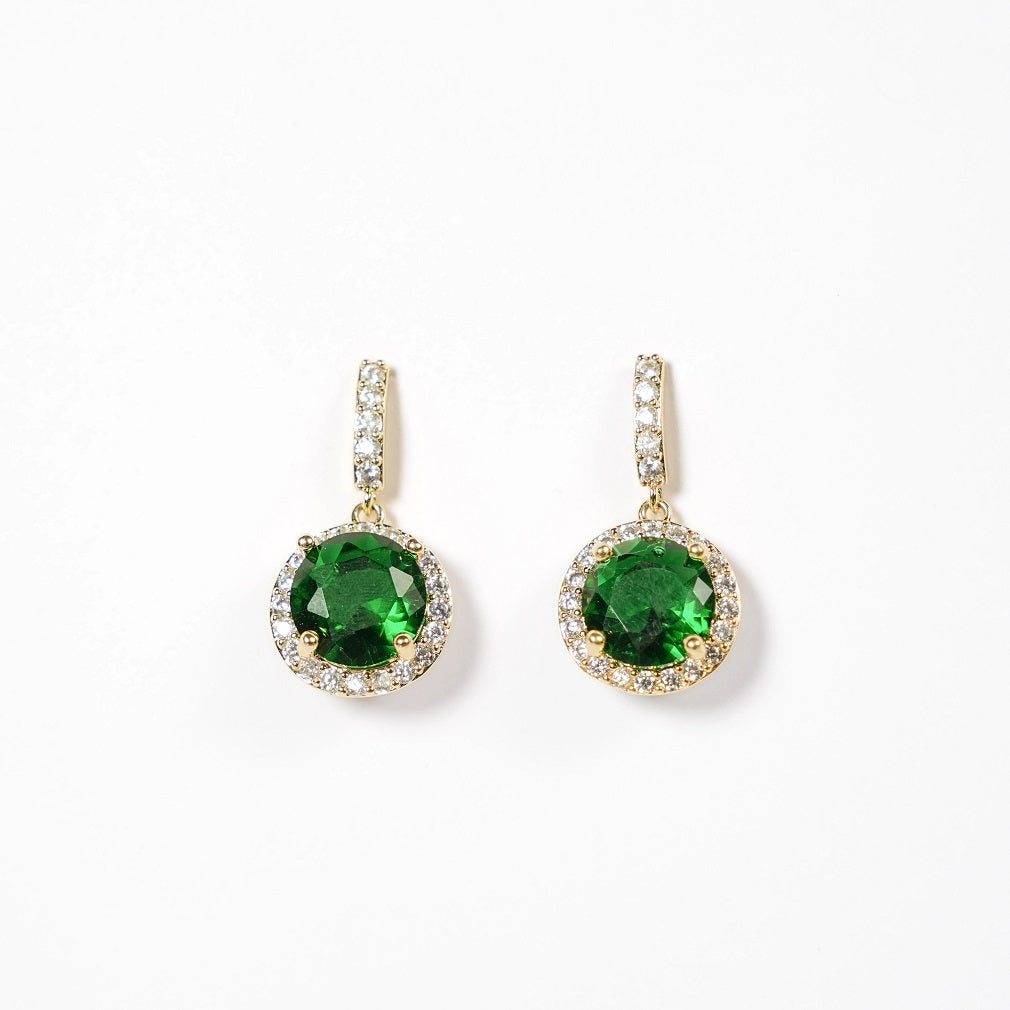 Sparkling Emerald Earring - 18k Gold Plated