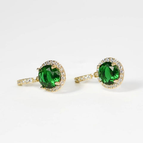 Sparkling Emerald Earring - 18k Gold Plated