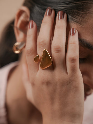 Bold Traingle Ring - 18k Gold Plated
