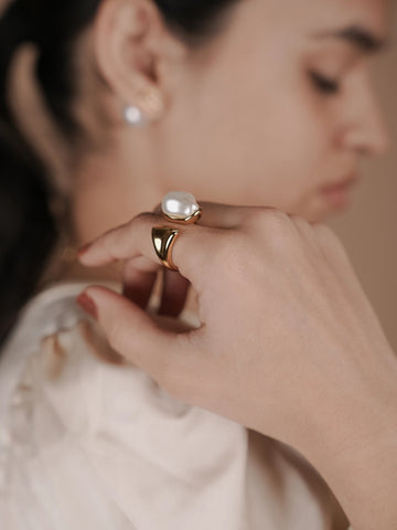 Pearl Dew Ring - 18k Gold Plated