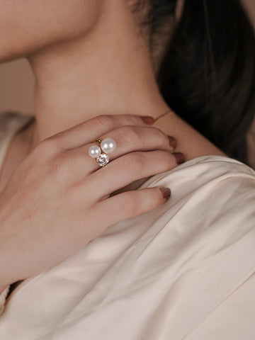 Dainty Pearl Ring - 18k Gold Plated