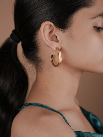 Luna Curve Hoops - 18k Gold Plated