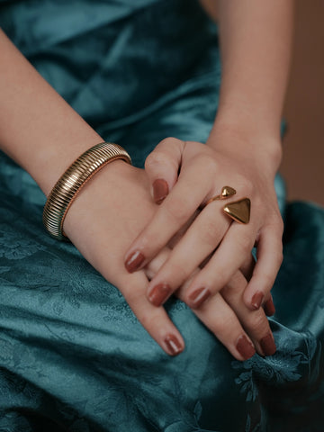 Bold Traingle Ring - 18k Gold Plated