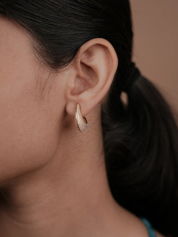 Crystal Glow Hoops Earring - 18k Gold Plated