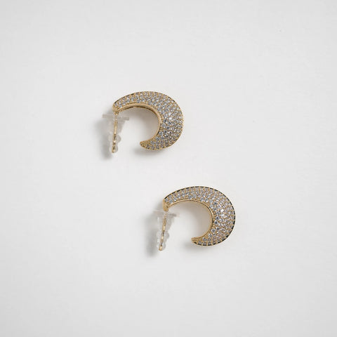 Crystal Glow Hoops Earring - 18k Gold Plated
