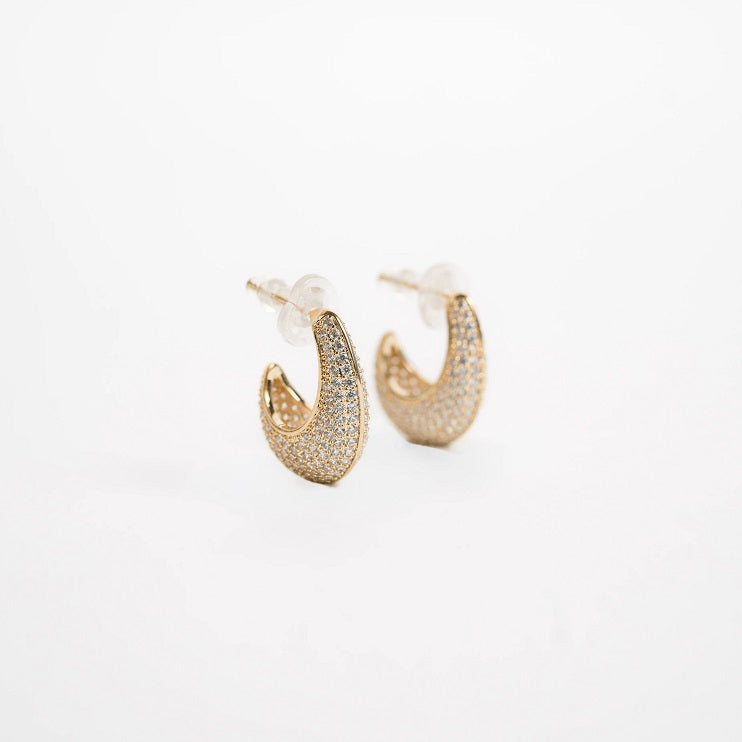 Crystal Glow Hoops Earring - 18k Gold Plated